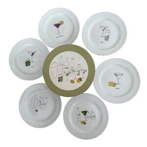 Set 6 Ursula Dodge Martini Plates 6.5" Porcelain Hors d’Oeuvres w Box